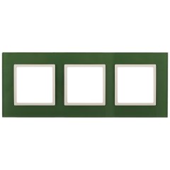 Рамка на 3 поста стекло Эра Elegance зелёный+слоновая кость 14-5103-27 (бежевый)