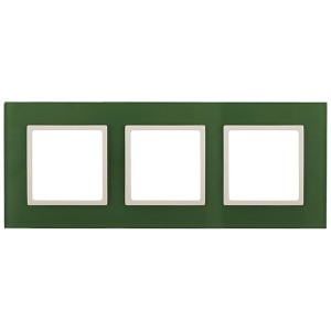 Рамка на 3 поста стекло Эра Elegance зелёный+слоновая кость 14-5103-27 (бежевый)