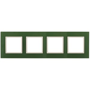 Рамка на 4 поста стекло Эра Elegance зелёный+слоновая кость 14-5104-27 (бежевый)