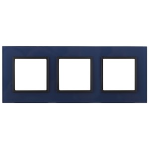 Обзор Рамка на 3 поста стекло Эра Elegance синий+антрацит 14-5103-29