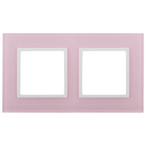 Рамка на 2 поста стекло Эра Elegance розовый+белый 14-5102-30