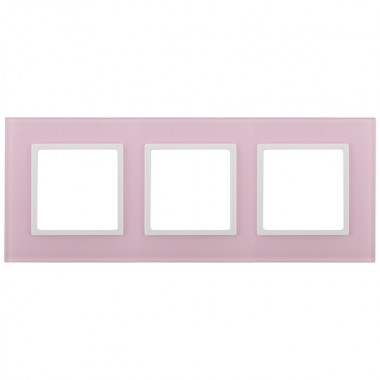 Обзор Рамка на 3 поста стекло Эра Elegance розовый+белый 14-5103-30