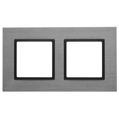 Рамка на 2 поста металл Эра Elegance титан+антрацит 14-5202-42