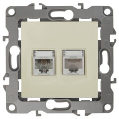 Розетка комбинированная RJ45 кат.5е +RJ11 IP20 Эра 12, слоновая кость 12-3109-02 (бежевый)