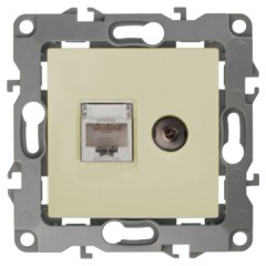 Розетка комбинированная RJ45 кат.5е +TV IP20 Эра 12, слоновая кость 12-3110-02 (бежевый)