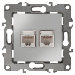 Розетка информационная двойная 2XRJ45 кат.5е IP20 Эра 12, алюминий 12-3108-03