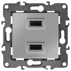 Устройство зарядное USB 230В/5В-2100мА IP20 Эра 12, алюминий 12-4110-03