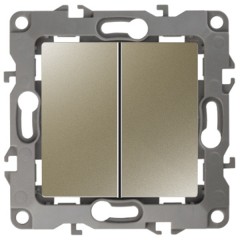 Переключатель двойной 10АХ-250В IP20 Эра 12, шампань 12-1106-04