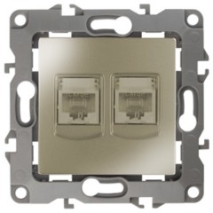 Розетка информационная двойная 2XRJ45 кат.5е IP20 Эра 12, шампань 12-3108-04