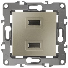 Устройство зарядное USB 230В/5В-2100мА IP20 Эра 12, шампань 12-4110-04