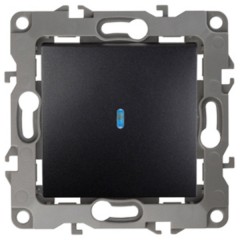 Выключатель с подсветкой 10АХ-250В IP20 Эра 12, антрацит 12-1102-05