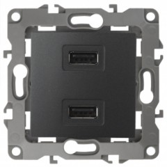 Устройство зарядное USB 230В/5В-2100мА IP20 Эра 12, антрацит 12-4110-05