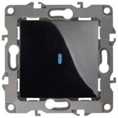 Выключатель с подсветкой 10АХ-250В IP20 Эра 12, чёрный 12-1102-06