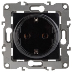 Розетка 2P+E Schuko 16A-250В IP20 Эра 12, чёрный 12-2101-06