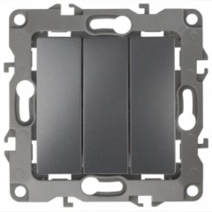 Выключатель тройной 10АХ-250В IP20 Эра 12, графит 12-1107-12