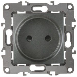 Розетка 2P 16A-250В IP20 Эра 12, графит 12-2105-12