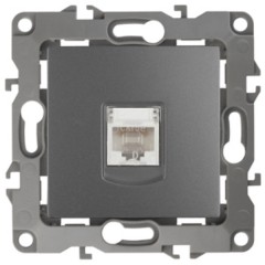 Розетка информационная RJ45 кат.5е IP20 Эра 12, графит 12-3107-12