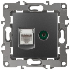 Розетка комбинированная RJ45 кат.5е +TV IP20 Эра 12, графит 12-3110-12