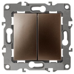 Переключатель двойной 10АХ-250В IP20 Эра 12, бронза 12-1106-13