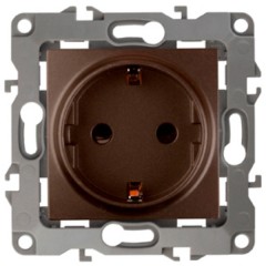 Розетка 2P+E Schuko со шторками 16A-250В IP20 Эра 12, бронза 12-2102-13