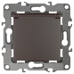 Розетка 2P+E Schuko со шторками с крышкой 16A-250В IP20 Эра 12, бронза 12-2103-13