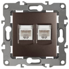 Розетка информационная двойная 2XRJ45 кат.5е IP20 Эра 12, бронза 12-3108-13
