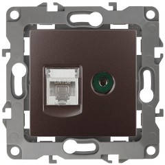 Розетка комбинированная RJ45 кат.5е +TV IP20 Эра 12, бронза 12-3110-13