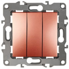 Выключатель тройной 10АХ-250В IP20 Эра 12, медь 12-1107-14