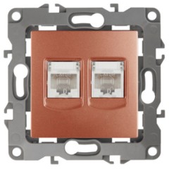 Розетка информационная двойная 2XRJ45 кат.5е IP20 Эра 12, медь 12-3108-14