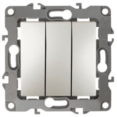 Выключатель тройной 10АХ-250В IP20 Эра 12, перламутр 12-1107-15