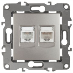 Розетка комбинированная RJ45 кат.5е +RJ11 IP20 Эра 12, перламутр 12-3109-15