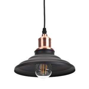 Обзор Светильник подвесной ЭРА PL4 BK/RC металл, E27, d203мм, шагрень черный/медь