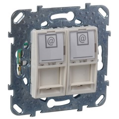 Розетка компьютерная  2хRJ 45 кат. 6 с полем для надписи SE Unica, бежевый