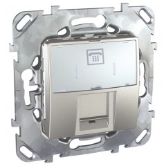 Телефонная розетка  1хRJ12 (6 контактов)  SE Unica Top, алюминий