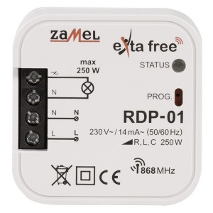 Купить Радиореле с функцией диммирования ламп накаливания Zamel Exta Free приемник 1 канал 250Вт 220В