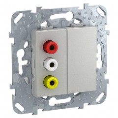 Розетка акустическая  3 RCA SE Unica, алюминий