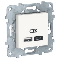 Зарядка USB  двухместная  тип А+С 5 В/2400мА SE Unica NEW, белый