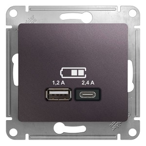 Отзывы Зарядное устройство USB тип A+С 5В/2,4 А  2х5В/1,2 А, SE Glossa, сиреневый туман