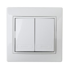 Выключатель двухклавишный 10А 250В  IP20 Intro Plano, белый 1-104-01