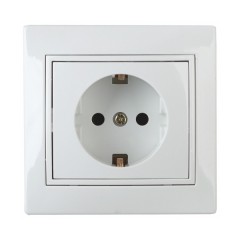 Розетка 2P+E Schuko 16А 250В IP20 Intro Plano, белый 1-202-01