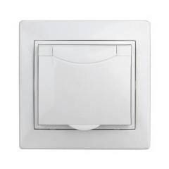 Розетка 2P+E Schuko с крышкой и шторками 16А 250В IP42 Intro Plano, белый 1-207-01