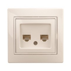 Розетка информационная 2хRJ45 IP20  Intro Plano, слоновая кость 1-304-02 (бежевый)
