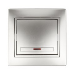 Выключатель с подсветкой 10А 250В  IP20 Intro Plano, алюминий 1-102-03