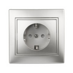 Розетка 2P+E Schuko 16А 250В IP20 Intro Plano, алюминий 1-202-03