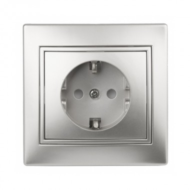 Обзор Розетка 2P+E Schuko 16А 250В IP20 Intro Plano, алюминий 1-202-03