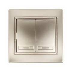 Выключатель двухклавишный 10А 250В  IP20 Intro Plano, шампань 1-104-04