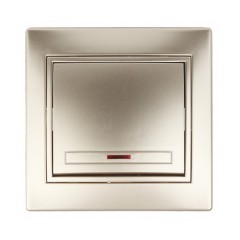 Выключатель с подсветкой 10А 250В  IP20 Intro Plano, шампань 1-102-04