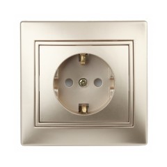 Розетка 2P+E Schuko 16А 250В IP20 Intro Plano, шампань 1-202-04