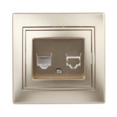 Розетка информационная RJ45 IP20  Intro Plano, шампань 1-303-04
