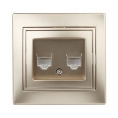 Розетка информационная 2хRJ45 IP20  Intro Plano, шампань 1-304-04